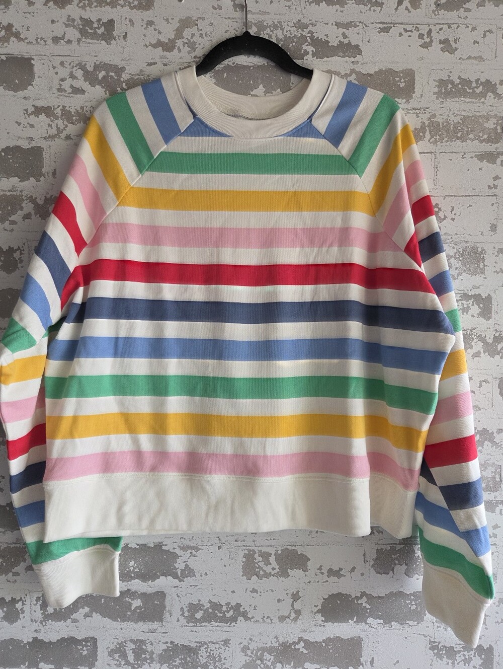 Primary Adult Rainbow Banner Stripe Sweatshirt Size XL 100% Cotton Raglan